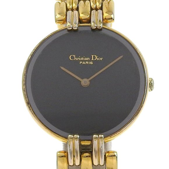 Dior Bagira Watches Plated Gold Quartz Analog display Women blackDial - Picture 1 of 8